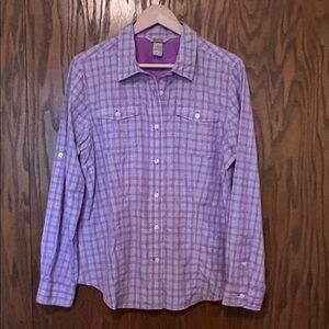 Duluth Trading Co Lavender Plaid Shirt